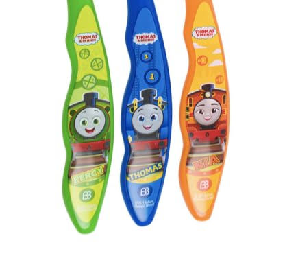 Brush Buddies Thomas & Friends Kids Toothbrush 3 Pack Soft Bristle Toddler Toothbrushes Small Head Easy Grip Handles Fun Train Designs Gentle Oral Care for Children Ages 2+