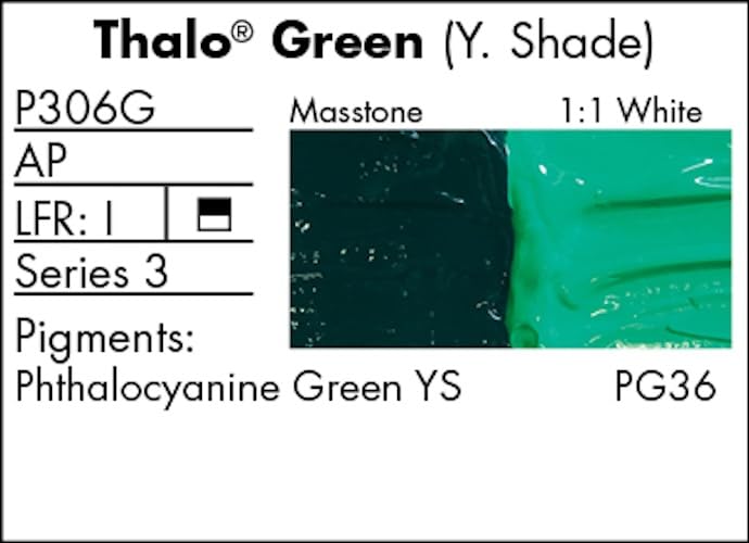 Grumbacher Pre-Tested Oil Paint, 37ml/1.25 Ounce, Thalo Green (Yellow Shade) (P306G)