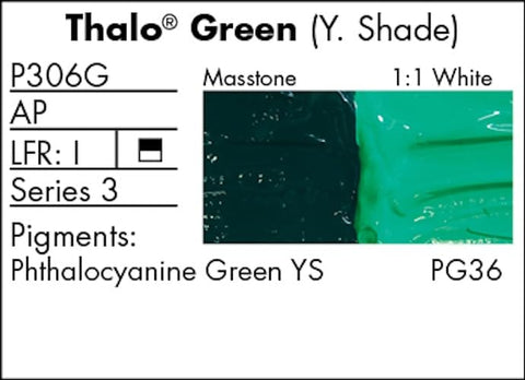 Grumbacher Pre-Tested Oil Paint, 37ml/1.25 Ounce, Thalo Green (Yellow Shade) (P306G)