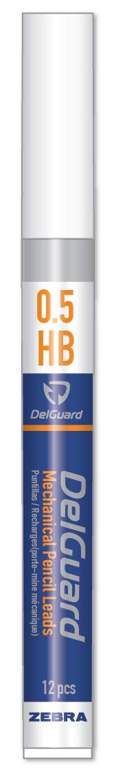 Zebra Pen DelGuard Lead Refills 0.5mm HB, Break-Resistant Graphite for Mechanical Pencils, Smooth Writing, Compatible with DelGuard Pencil, 1-Pack, 12 Lead Refills Included (89881)