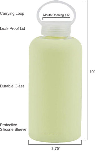 Apana Yoga Glass Water Bottles BPA Free Non Slip Sleeve Leak Proof Lid Reusable 32 Oz Sports Water Bottle Wide Mouth Lid Portable Hydration Tumbler