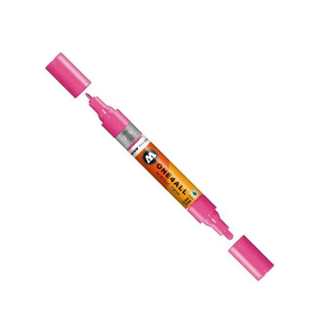 Molotow ONE4ALL Acrylic Twin Pump Marker, 1.5mm and 4mm Nibs, Neon Pink, 1 Each (227.408)