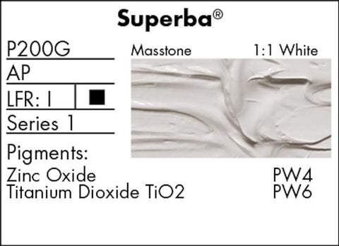 Grumbacher Pre-Tested Oil Paint, 37ml/1.25 oz., Superba White (P200G)