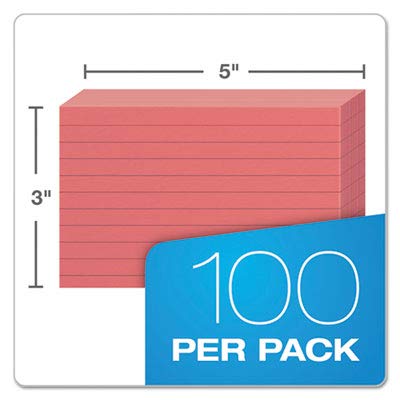 Oxford 3" x 5" Ruled Index Cards, Cherry, Pack of 100