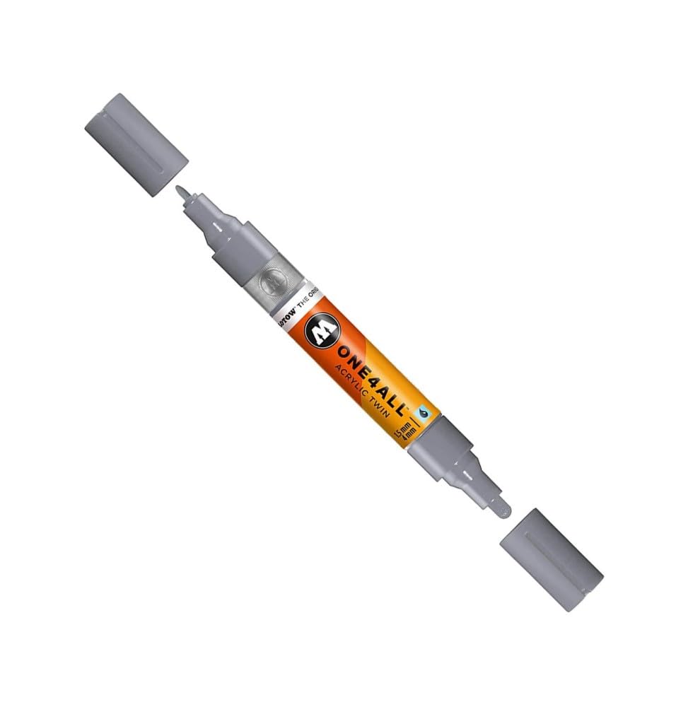 Molotow ONE4ALL Acrylic Twin Pump Marker, 1.5mm and 4mm Nibs, Cool Grey Pastel, 1 Each (227.418)