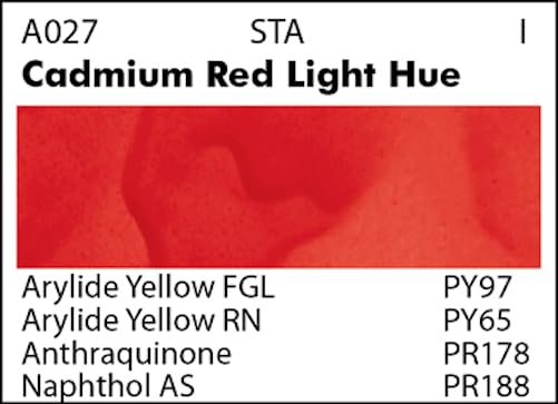 Grumbacher Academy Watercolor Paint, 7.5ml/0.25 Ounce, Cadmium Red Light Hue (A027)