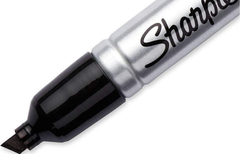 Sharpie Permanent Marker Chisel Tip Black Durable Aluminum Barrel Carded