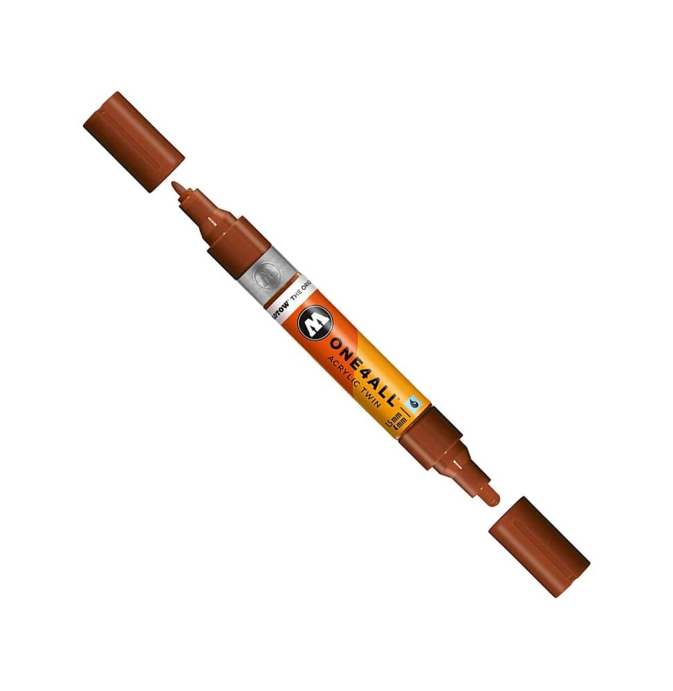 Molotow ONE4ALL Acrylic Twin Pump Marker, 1.5mm and 4mm Nibs, Hazelnut Brown, 1 Each (227.410)