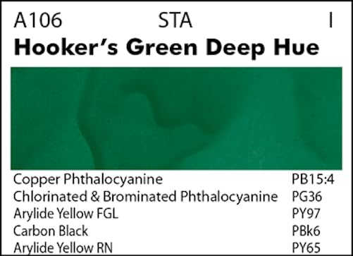 Grumbacher Academy Watercolor Paint, 7.5ml/0.25 oz., Hooker's Green Deep Hue (A106)