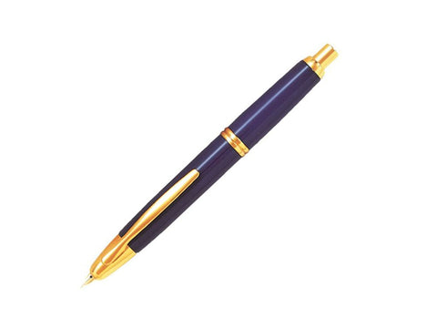 PILOT Vanishing Point Collection Refillable & Retractable Fountain Pen, Blue Barrel with Gold Accents, Blue Ink, Fine Nib (60166)