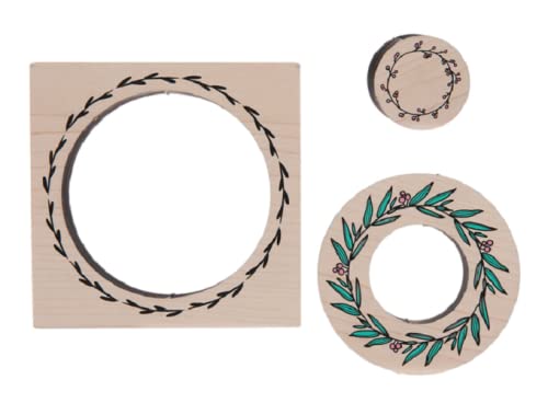 Momenta Nesting Wreaths Red Rubber Wood Mount Stamp