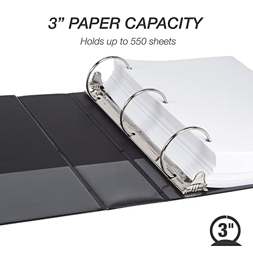 Samsill 3 Inch Document Storage Binder, 100% Recycled Chipboard, Round Ring, 3 Ring Binder, Black