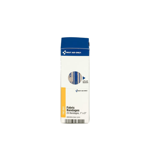 First Aid Only, Inc FAE3001 Fabric Bandages, 1" x 3", 25/Box