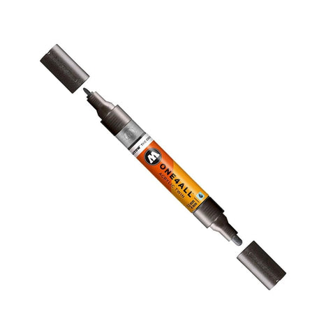 Molotow ONE4ALL Acrylic Twin Pump Marker, 1.5mm and 4mm Nibs, Metallic Black, 1 Each (227.501)