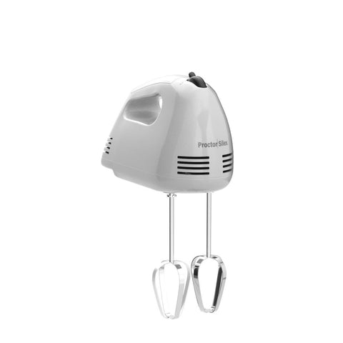 Proctor Silex Easy Mix 5-Speed Electric Hand Mixer with Bowl Rest, Compact and Lightweight, 100 Watts of Peak Power, White (62515PS)