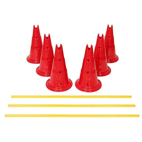 Etna Dog Agility Hurdle Set - 6 Canine Obedience Training Exercise Cones with 3 Collapsible Metal Bars - Adjustable Height