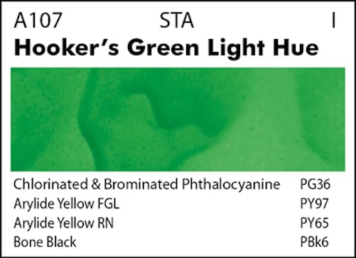 Grumbacher Academy Watercolor Paint, 7.5ml/0.25 oz., Hooker's Green Light Hue (A107)