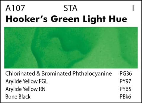 Grumbacher Academy Watercolor Paint, 7.5ml/0.25 oz., Hooker's Green Light Hue (A107)