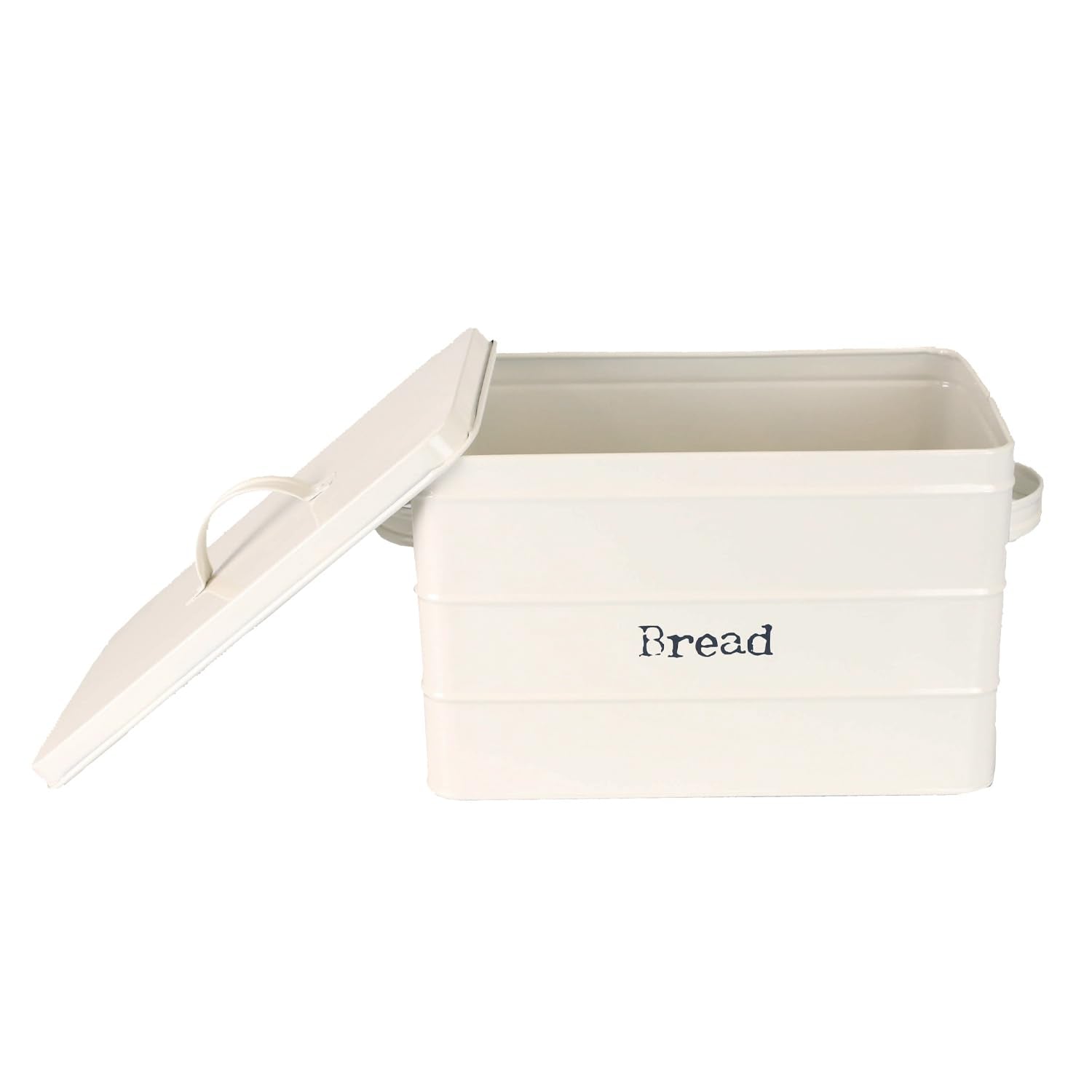 Home Basics Tin Canister Collection, 13-Liter Bread Box with Cover, Kitchen Food Storage Organization, Ivory