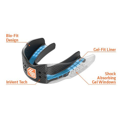 Shock Doctor Mouthguard Superfit – Easy-Fit Strap/Strapless mouthguard – Low Profile Fit Perfect for Basketball, Hockey, Lacrosse, All Sport