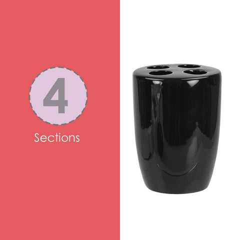 4-Piece Ceramic Bathroom Set (Black), By Home Basics | Contemporary Design Bathroom Accessory Sets | Accessories For Bathroom | Includes Soap Dish, Tumbler, Toothbrush Holder, and Lotion Dispenser