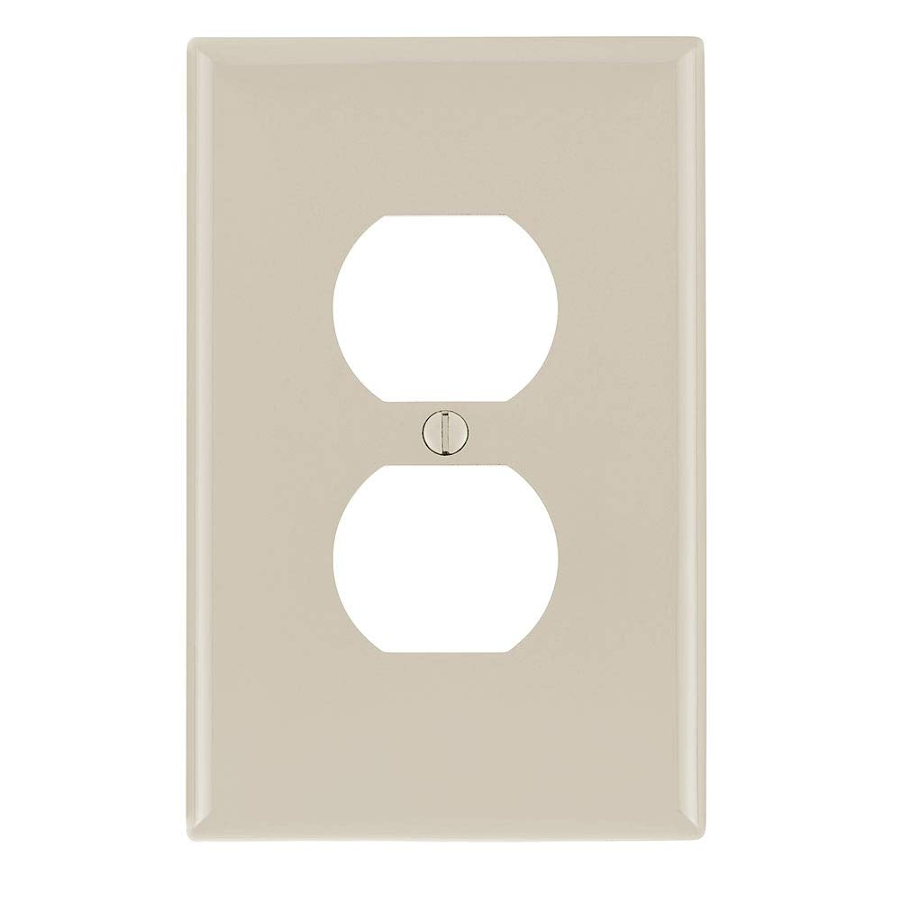 Leviton 1-Gang, 1-Duplex, Midway Nylon Wallplate, Midway Size, 1 Pack, PJ8-T, Light Almond