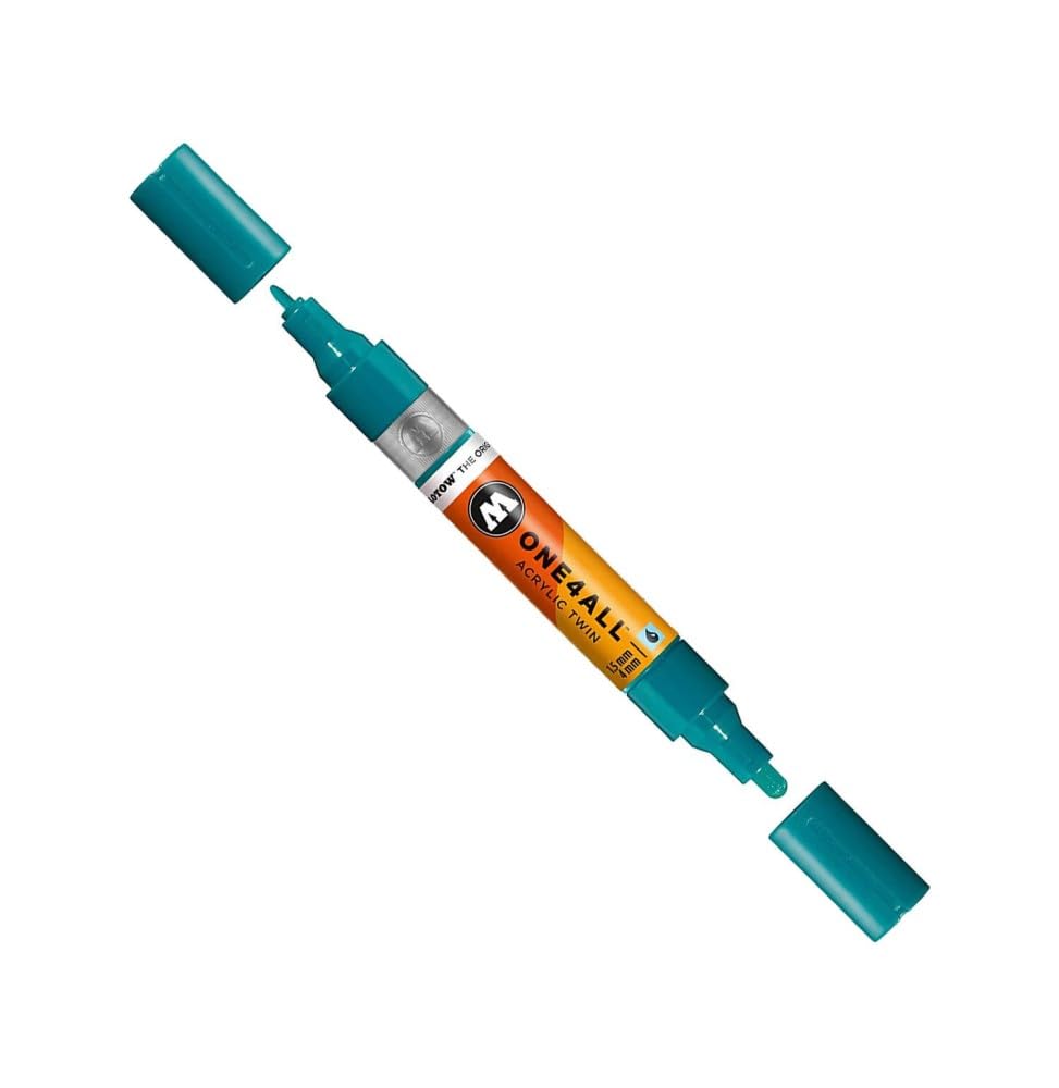 Molotow ONE4ALL Acrylic Twin Pump Marker, 1.5mm and 4mm Nibs, Lagoon Blue, 1 Each (227.421)