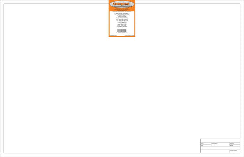 Clearprint 22" x 34" 1000H Design Vellum Sheets with Engineer Title Block, 16 lb., 100% Cotton, 10 Sheets Per Pack, 1 Each