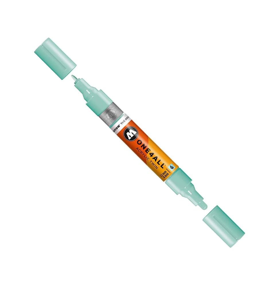 Molotow ONE4ALL Acrylic Twin Pump Marker, 1.5mm and 4mm Nibs, Lago Blue Pastel, 1 Each (227.415)