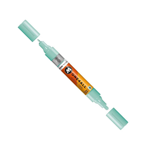 Molotow ONE4ALL Acrylic Twin Pump Marker, 1.5mm and 4mm Nibs, Lago Blue Pastel, 1 Each (227.415)