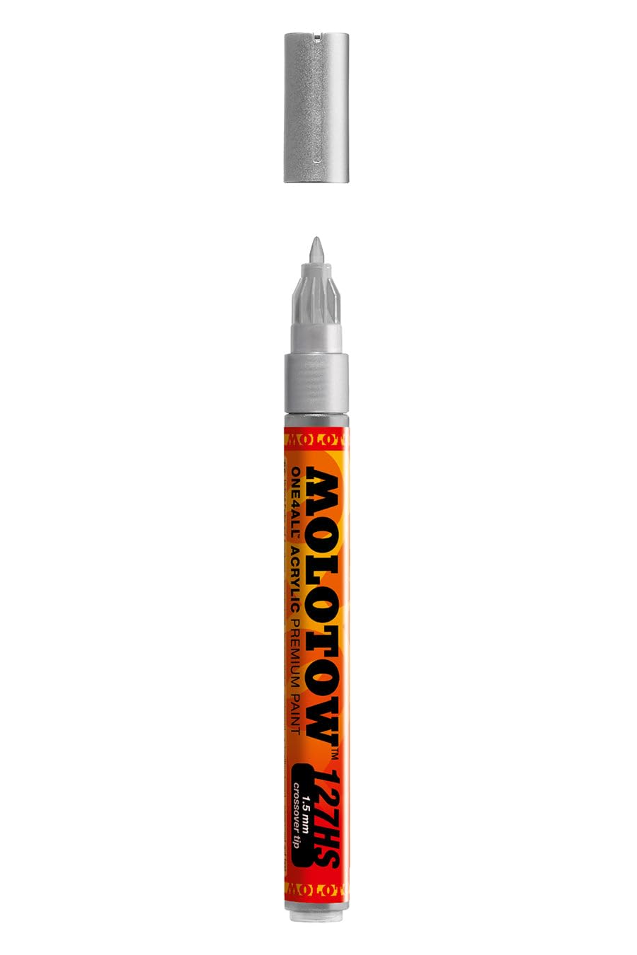 Molotow ONE4ALL Acrylic Paint Marker, 1.5mm, Metallic Silver, 1 Each (127.505)