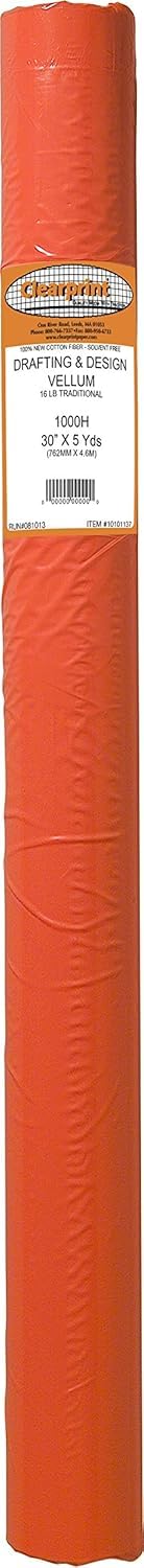 Clearprint 30" x 5 Yards 1000H Design Vellum Roll, 16 lb., 100% Cotton, 1 Each