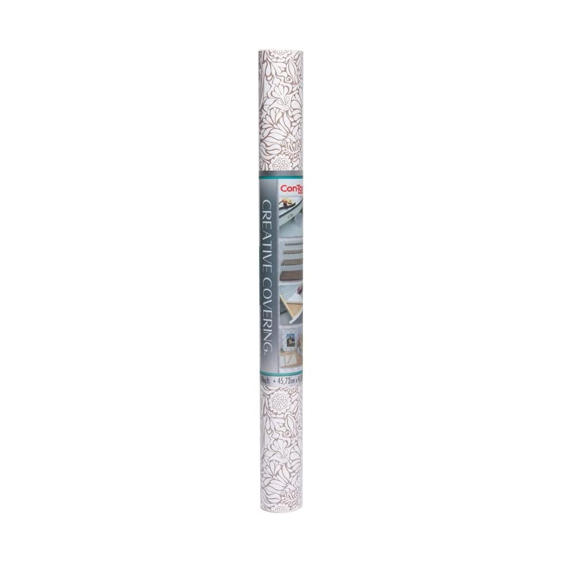 Con-Tact Brand Creative Covering, Self-Adhesive Shelf Liner, Multi-Purpose Vinyl Roll, Easy to Use and Apply, 18'' x 16', Batik Taupe