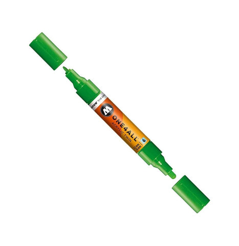 MOLOTOW ONE4ALL Acrylic Twin Pump Marker, 1.5mm and 4mm Nibs, KACAO77 Green, 1 Each (227.434)