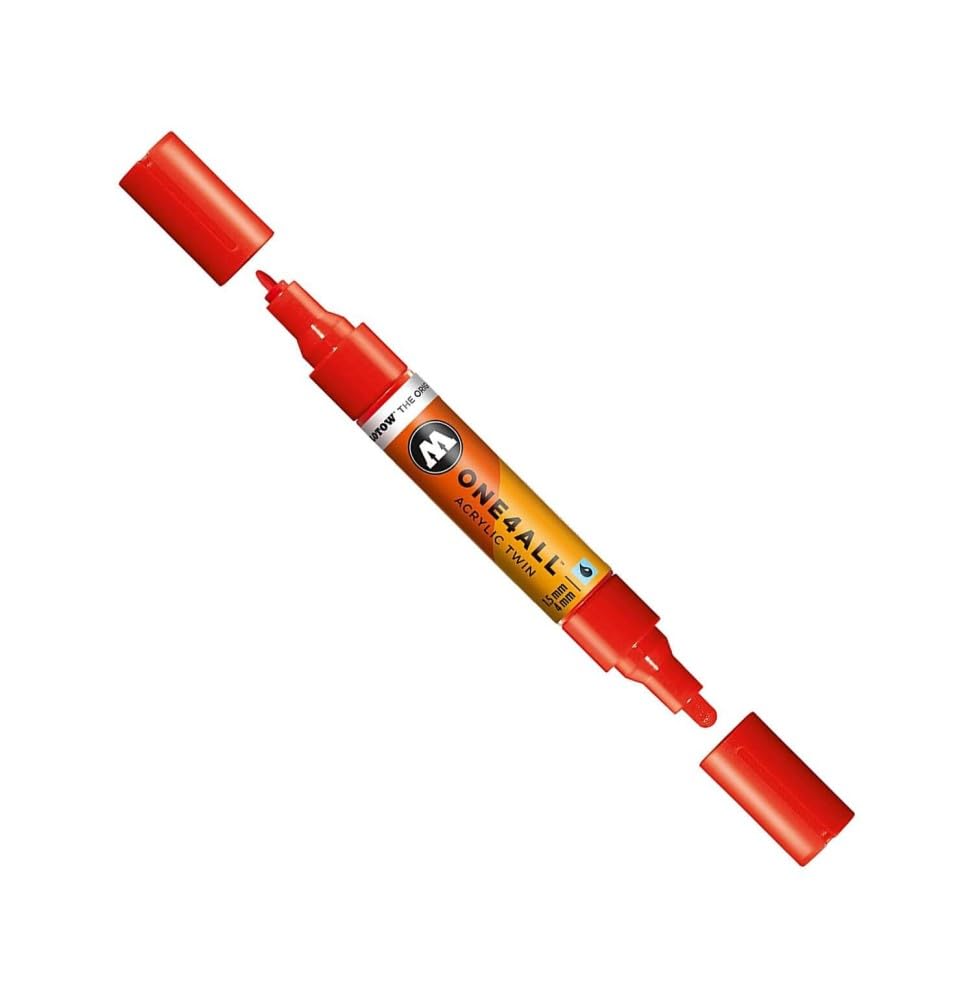 Molotow ONE4ALL Acrylic Twin Pump Marker, 1.5mm and 4mm Nibs, Traffic Red, 1 Each (227.402)