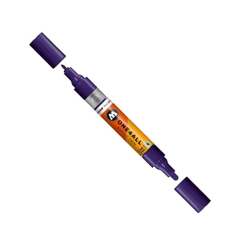 Molotow ONE4ALL Acrylic Twin Pump Marker, 1.5mm and 4mm Nibs, Violet Dark, 1 Each (227.420)