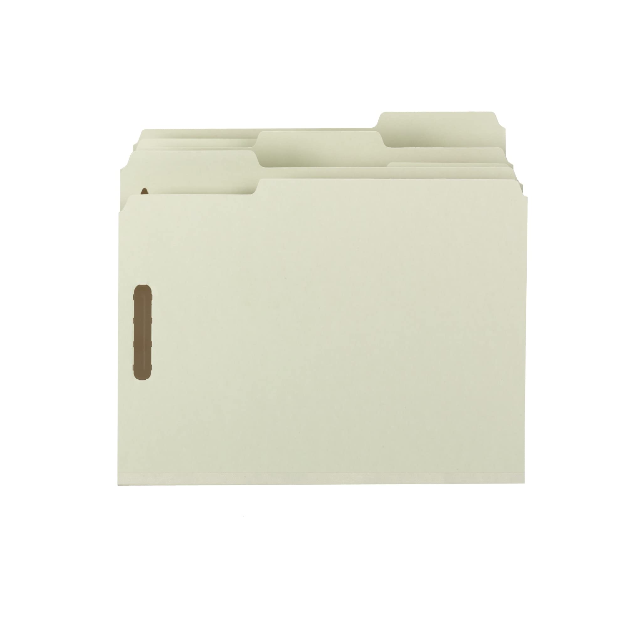 Smead 100% Recycled Pressboard Fastener File Folder, 2 Fasteners, 1/3-Cut Tab, 1" Expansion, Letter Size, Gray/Green, 25 per Box (15003)