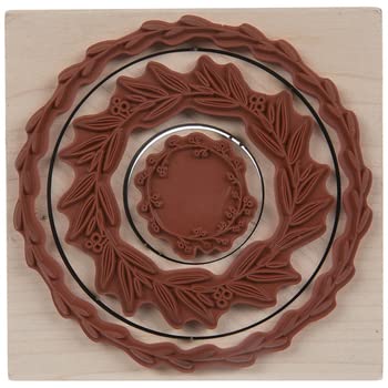Momenta Nesting Wreaths Red Rubber Wood Mount Stamp