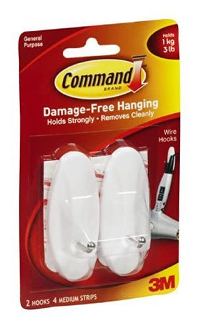 3M 17068 Wire Hooks With Strips (2 Packs of 2 Hooks)