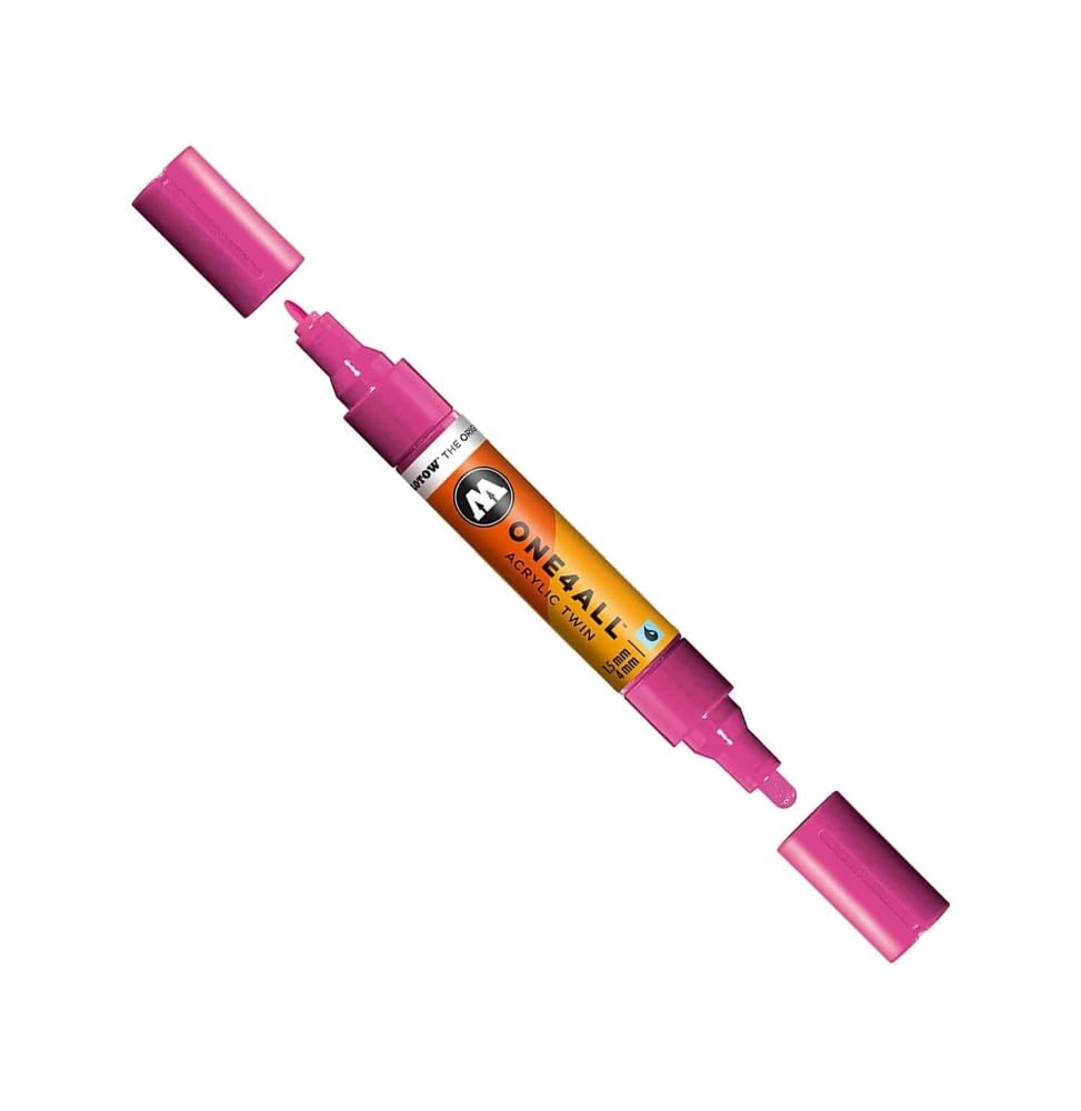 Molotow ONE4ALL Acrylic Twin Pump Marker, 1.5mm and 4mm Nibs, Magenta, 1 Each (227.438)