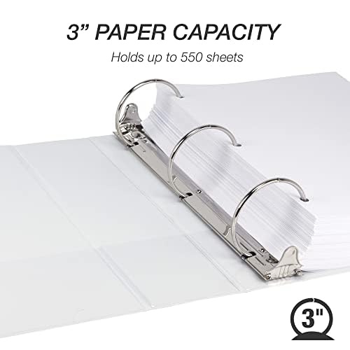 Samsill 3 Inch 3 Ring Binder, Economy Round Ring, Clear View Cover, 550 Sheet Capacity - for School, Home, Office - White