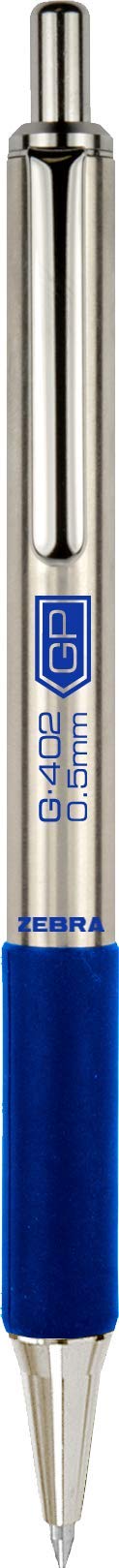 Zebra Pen STEEL G-402 Retractable Gel Pens - 0.5mm Fine Point - Smooth Blue Ink - Rapid Dry Ink for No Smears or Smudges - Refillable Stainless Steel Writing Pens for Office, School - 2 Pack (49922)