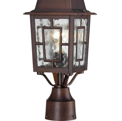 Nuvo Lighting 60/4928 Banyon One Light Post Lantern 100 Watt A19 Max. Clear Water Glass Rustic Bronze Outdoor Fixture