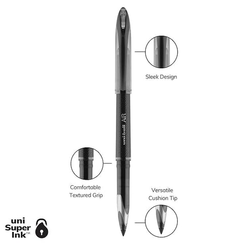 uni-ball AIR Rollerball Pens, Fine Point (0.7mm), Black, 3 Count
