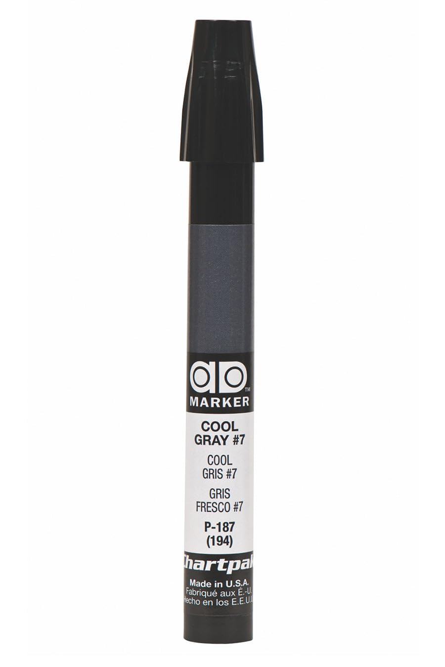 The Original Chartpak AD Marker, Tri-Nib, Cool Gray 7, 1 Each (P187)