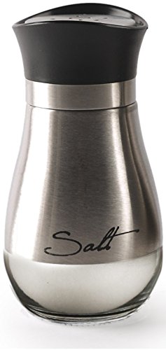 Circleware 68255 Cafe Contempo Elegant Glass Salt and Pepper Shakers Dispenser, Perfect for Himalayan Seasoning Herbs Spices, 4.4 oz, Silver