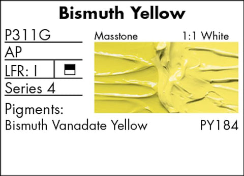 Grumbacher Pre-Tested Oil Paint, 37ml/1.25 oz., Bismuth Yellow (P311G)