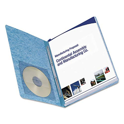 Smead PressGuard Report Cover, Metal Prong Side Fastener with Compressor, 3" Capacity, Letter Size, Blue, 25 per Box (81052)
