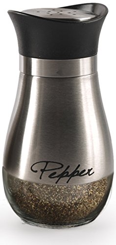 Circleware 68255 Cafe Contempo Elegant Glass Salt and Pepper Shakers Dispenser, Perfect for Himalayan Seasoning Herbs Spices, 4.4 oz, Silver