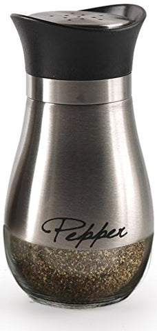 Circleware 68255 Cafe Contempo Elegant Glass Salt and Pepper Shakers Dispenser, Perfect for Himalayan Seasoning Herbs Spices, 4.4 oz, Silver